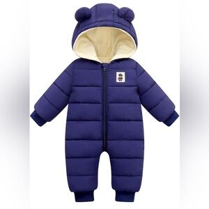Blue Hooded Baby Snowsuit (12-18M)